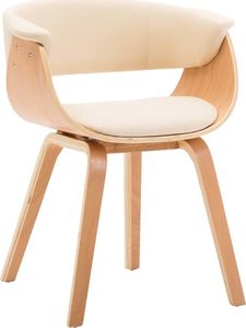 vidaXL Krzesło do jadalni, kremowe, gięte drewno i sztuczna skóra 1