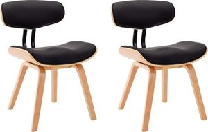 vidaXL Krzesła do jadalni, 2 szt., czarne, gięte drewno i ekoskóra 2