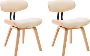 vidaXL Krzesła do jadalni, 2 szt., kremowe, gięte drewno i ekoskóra 2