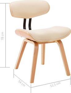 vidaXL Krzesła do jadalni, 2 szt., kremowe, gięte drewno i ekoskóra 8