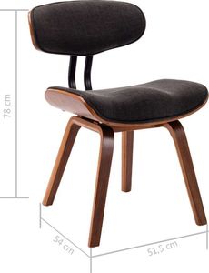 vidaXL Krzesła do jadalni, 2 szt., szare, gięte drewno i tkanina 8