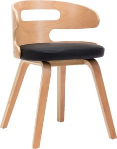 vidaXL Krzesło do jadalni, czarne, gięte drewno i sztuczna skóra 2