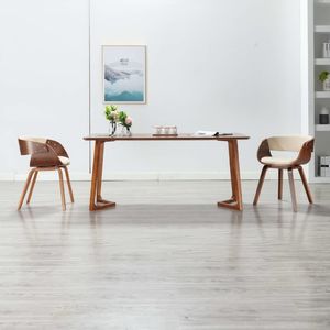 vidaXL Krzesło do jadalni, kremowe, gięte drewno i sztuczna skóra 1