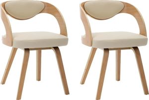 vidaXL Krzesła do jadalni, 2 szt., kremowe, gięte drewno i ekoskóra 2