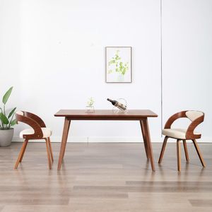 vidaXL Krzesła do jadalni, 2 szt., kremowe, gięte drewno i ekoskóra 1