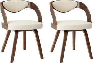 vidaXL Krzesła do jadalni, 2 szt., kremowe, gięte drewno i ekoskóra 2