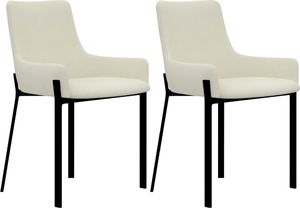 vidaXL Krzesła stołowe, 2 szt., kremowe, tapicerowane tkaniną 1