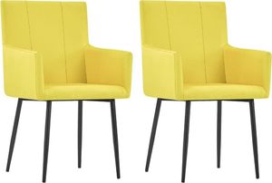 vidaXL Krzesła stołowe z podłokietnikami, 2 szt., żółte, obite tkaniną 1