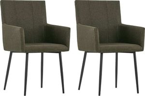 vidaXL Krzesła jadalniane z podłokietnikami, 2 szt., brązowe, tkanina 1