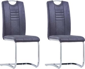 vidaXL Krzesła jadalniane, 2 szt., szare, sztuczna skóra zamszowa 1
