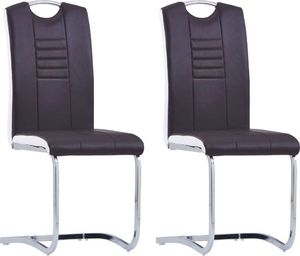 vidaXL Krzesła jadalniane, 2 szt., brązowe, sztuczna skóra 1