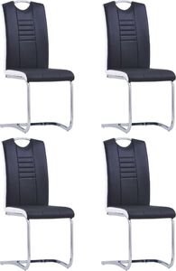 vidaXL Krzesła stołowe, wspornikowe, 4 szt., czarne, sztuczna skóra (281772) - 281772 1