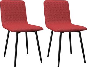 vidaXL Krzesła jadalniane, 2 szt., czerwone wino, tapicerowane tkaniną 1