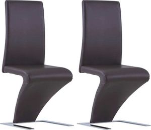 vidaXL Krzesła o zygzakowatej formie, 2 szt., brązowe, sztuczna skóra 1
