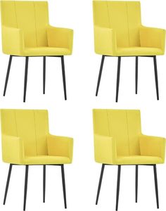 vidaXL Krzesła stołowe z podłokietnikami, 4 szt., żółte, obite tkaniną 1