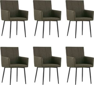 vidaXL Krzesła stołowe z podłokietnikami, 6 szt., brązowe, tkanina 1