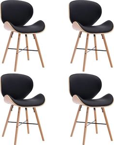 vidaXL Krzesła jadalniane, 4 szt., czarne, ekoskóra i gięte drewno 1