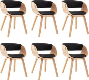 vidaXL Krzesła do jadalni, 6 szt., czarne, gięte drewno i ekoskóra 2