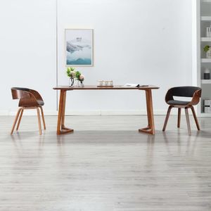 vidaXL Krzesła do jadalni, 2 szt., szare, gięte drewno i tkanina 1