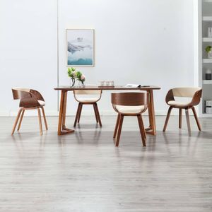 vidaXL Krzesła do jadalni, 4 szt., kremowe, gięte drewno i ekoskóra 1