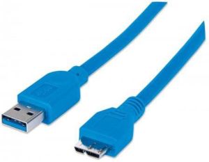 Kabel USB Manhattan USB-A - micro-B 1 m Niebieski (325417) 1