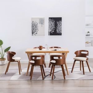 vidaXL Krzesła do jadalni, 6 szt., kremowe, gięte drewno i ekoskóra 1