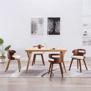vidaXL Krzesła do jadalni, 4 szt., kremowe, gięte drewno i ekoskóra 1