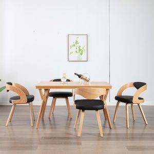 vidaXL Krzesła do jadalni, 4 szt., czarne, gięte drewno i ekoskóra 1