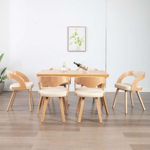 vidaXL Krzesła do jadalni, 6 szt., kremowe, gięte drewno i ekoskóra 1