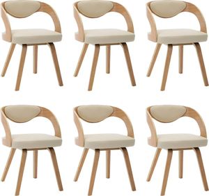 vidaXL Krzesła do jadalni, 6 szt., kremowe, gięte drewno i ekoskóra 2