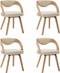 vidaXL Krzesła do jadalni, 4 szt., kremowe, gięte drewno i ekoskóra 2