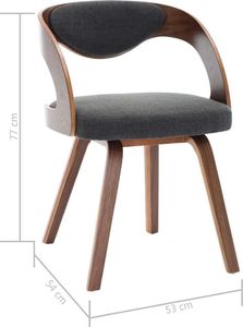 vidaXL Krzesła do jadalni, 4 szt., ciemnoszare, gięte drewno i tkanina 7