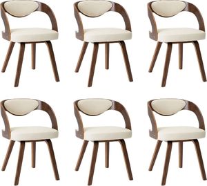 vidaXL Krzesła do jadalni, 6 szt., kremowe, gięte drewno i ekoskóra 2