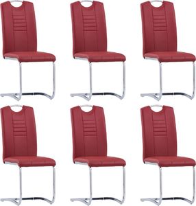 vidaXL Krzesła stołowe, wspornikowe, 6 szt., czerwone, sztuczna skóra 1