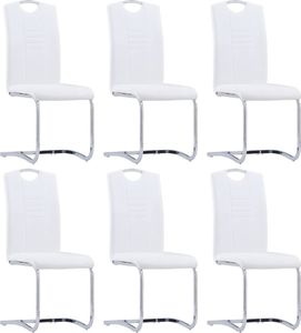 vidaXL Krzesła stołowe, wspornikowe, 6 szt., białe, sztuczna skóra 1