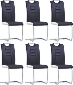 vidaXL Krzesła stołowe, wspornikowe, 6 szt., czarne, sztuczna skóra 1