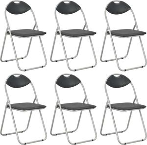 vidaXL Składane krzesła jadalniane, 6 szt., czarne, sztuczna skóra 1