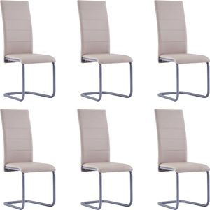 vidaXL Krzesła stołowe, wspornikowe 6 szt., cappuccino, sztuczna skóra (278099) - 278099 1