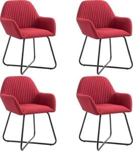 vidaXL Krzesła do jadalni, 4 szt., czerwone wino, tapicerowane tkaniną 1