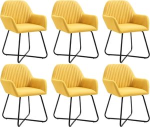 vidaXL Krzesła do jadalni, 6 szt., żółte, tapicerowane tkaniną 1