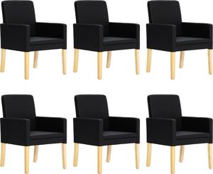 vidaXL Krzesła jadalniane, 6 szt., czarne, sztuczna skóra 1