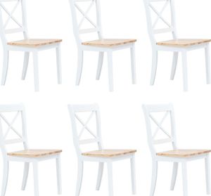 vidaXL Krzesła jadalniane, 6 szt., biało-brązowe, drewno kauczukowca 1