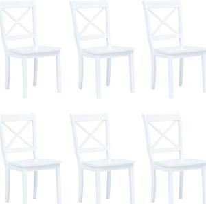 vidaXL Krzesła jadalniane, 6 szt., białe, lite drewno kauczukowca 1