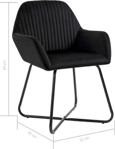 vidaXL Krzesła jadalniane, 6 szt., czarne, aksamitne 8