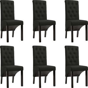 vidaXL Krzesła do jadalni, 6 szt., czarne, tapicerowane tkaniną 1