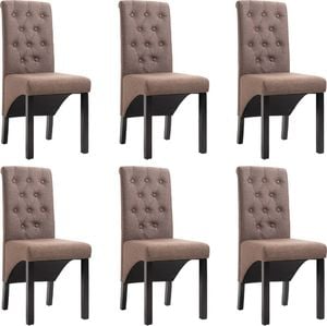 vidaXL Krzesła do jadalni, 6 szt., brązowe, tapicerowane tkaniną 1