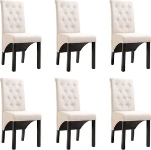 vidaXL Krzesła do jadalni, 6 szt., kremowe, tapicerowane tkaniną 1