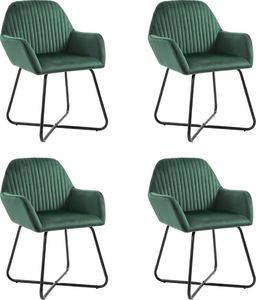 vidaXL Krzesła jadalniane, 4 szt., zielone, aksamitne 1