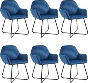 vidaXL Krzesła stołowe, 6 szt., niebieskie, aksamitne 1