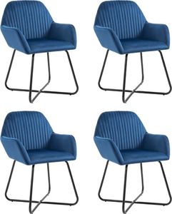 vidaXL Krzesła jadalniane, 4 szt., niebieskie, aksamitne 1